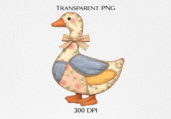 Charming Patchwork Goose PNG for Cozy Creations