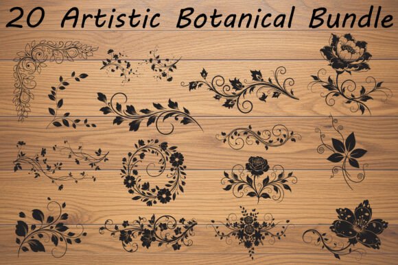 Elegant Botanical Decorative Elements for Cricuts