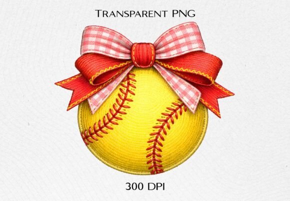 Softball Bow Yellow PNG: Your Go-To for Game Day Graphics