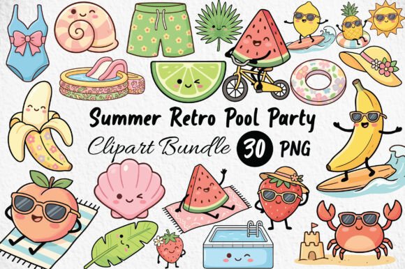 Unleashing Retro Vibes: The Ultimate Summer Pool Party Clipart Bundle