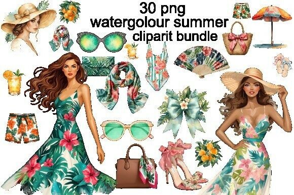 Watercolor Summer Fashion Accessories: Your Design Toolkit